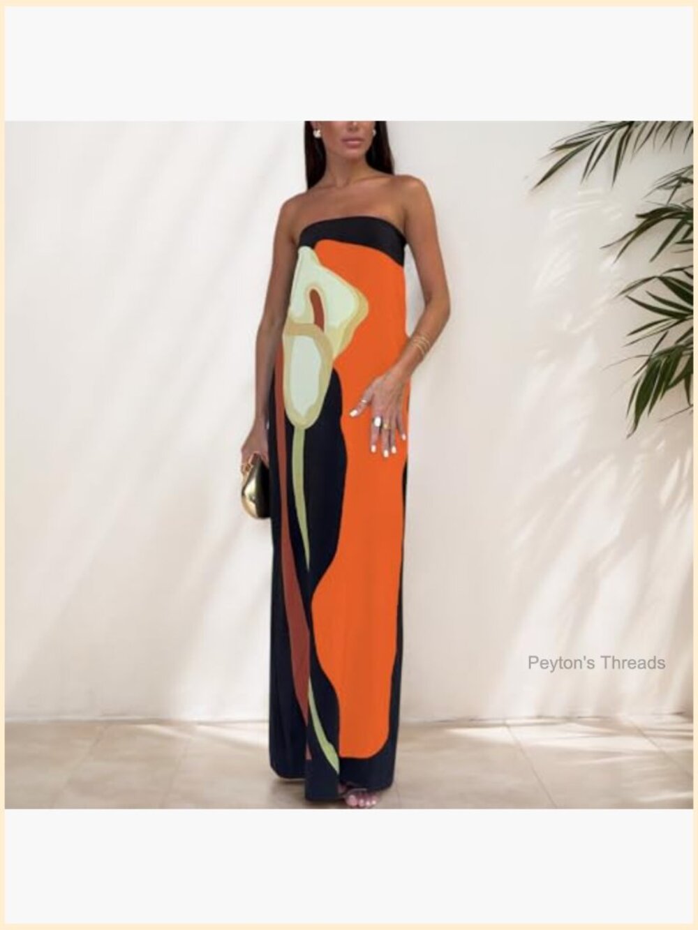 Strapless Maxi Dress Floral Boho Flowy Long Tube Sundress - Picture 3 of 7